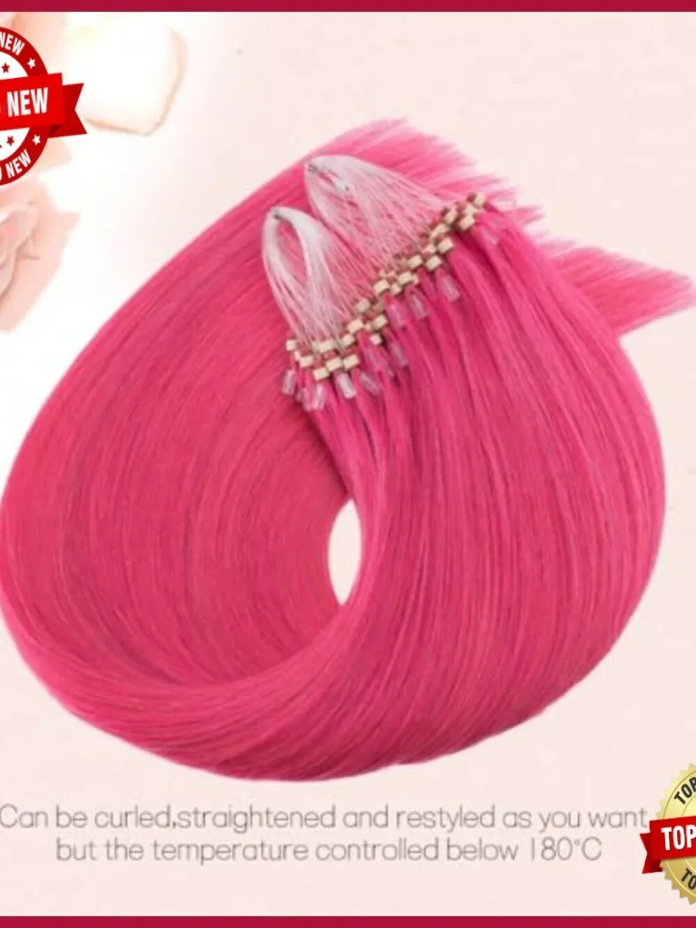 18-Inch Human Hair Micro Bead Extensions, 50g, No Heat Required